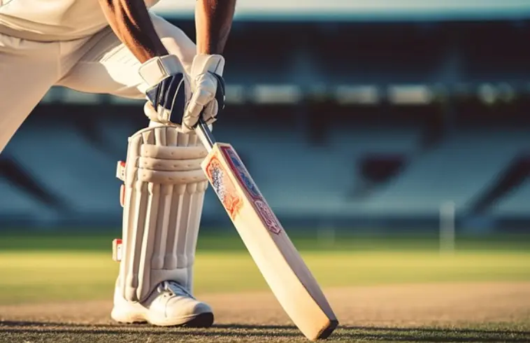 A cricketer is ready to strike on the field during a match, symbolizing today cricket betting with 1xBet in Malawi